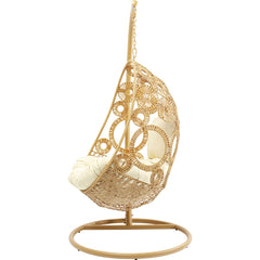 Ajax Single Seater Hanging Swing With Stand For Balcony , Garden (Khaki)