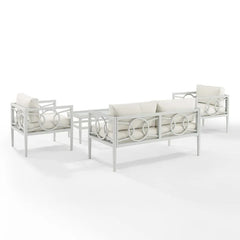 Duval Outdoor Sofa Set 2 Seater , 2 Single seater and 1 Center Table (White)