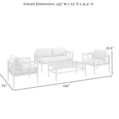Duval Outdoor Sofa Set 2 Seater , 2 Single seater and 1 Center Table (White)