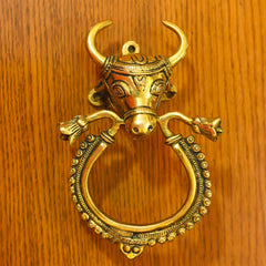 Brass Cow Head Door Knocker (7 Inch)