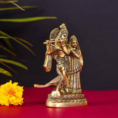 Brass Radha Krishna Idol (6 Inch)