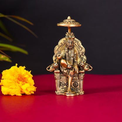 Brass Chatra Sai Baba Statue (4.5 Inch)