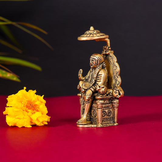 Brass Chatra Sai Baba Statue (4.5 Inch)