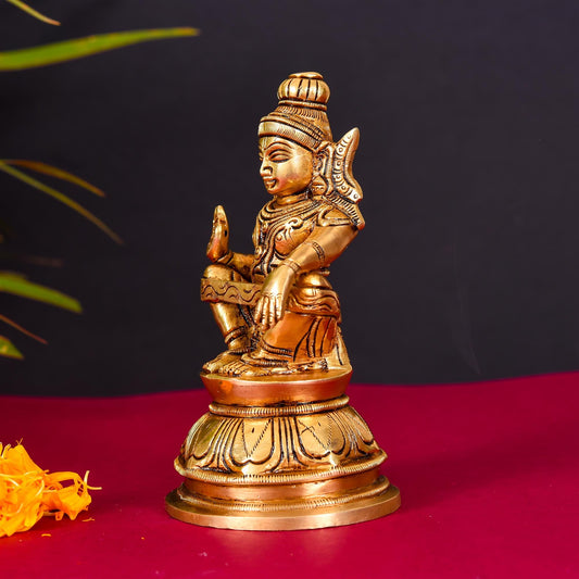 Brass Lord Ayyappa/Ayyappan Superfine Idol (6.2 Inch)
