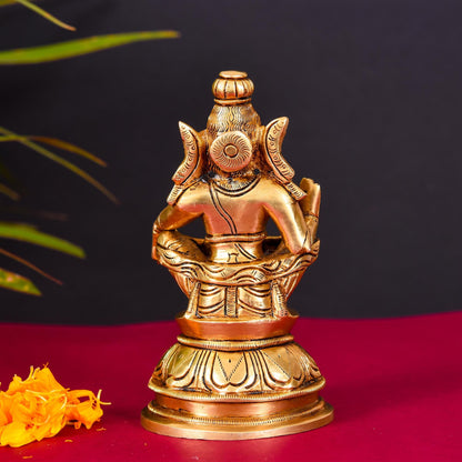Brass Lord Ayyappa/Ayyappan Superfine Idol (6.2 Inch)