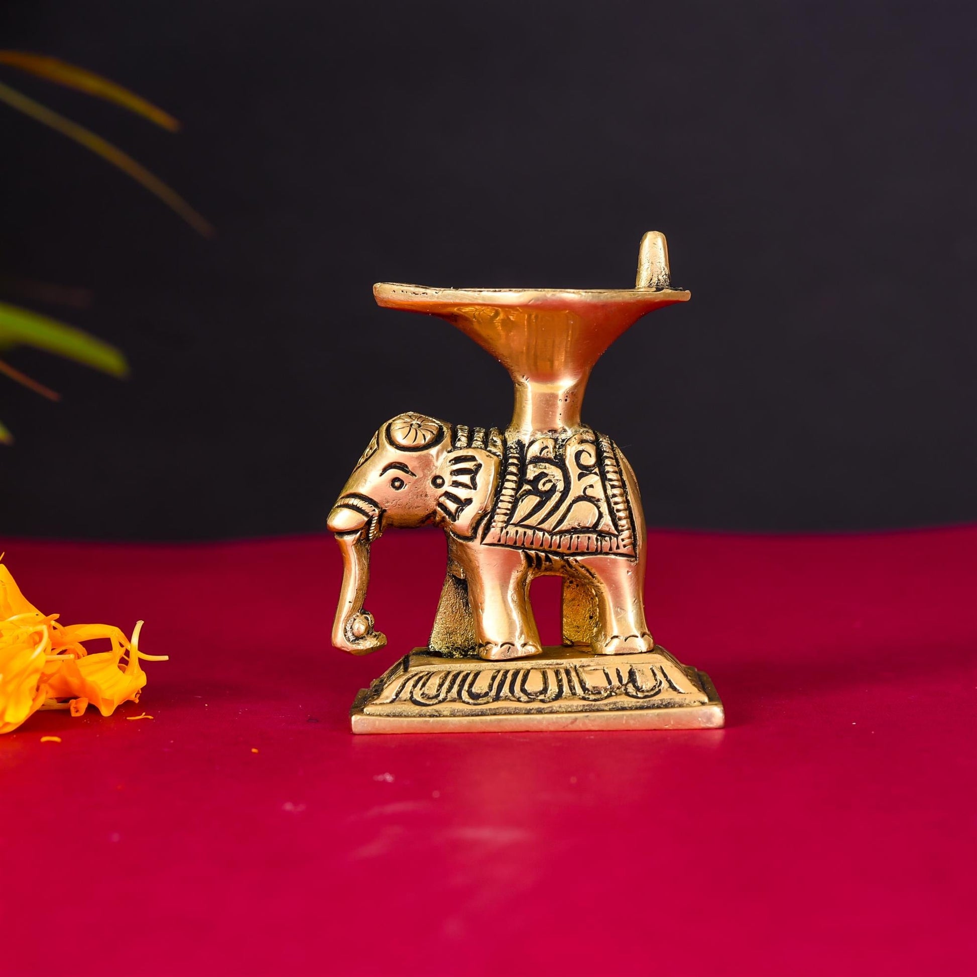 Brass Elephant Standing Diya