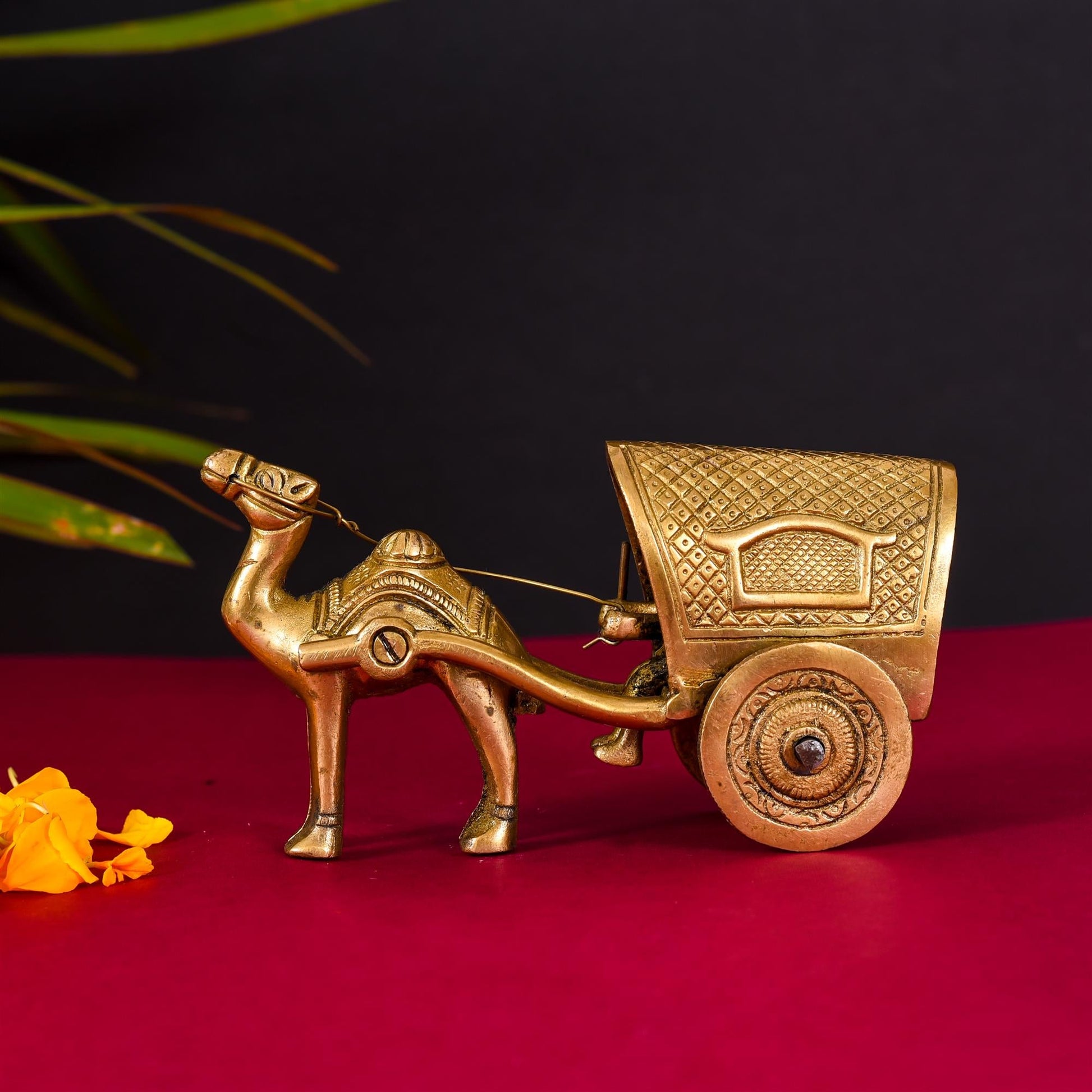 Brass Handmade Camel Cart (3 Inch)