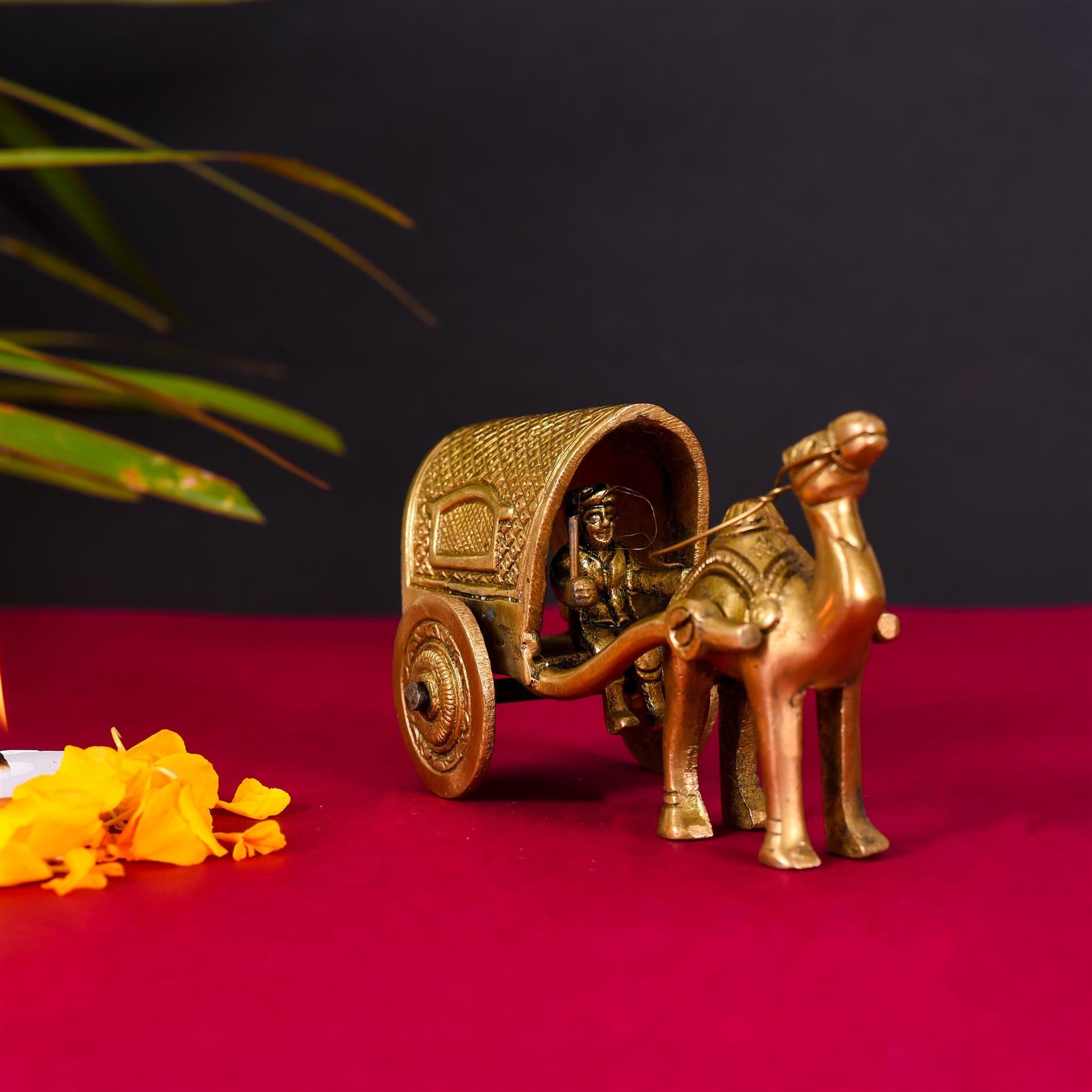 Brass Handmade Camel Cart (3 Inch)