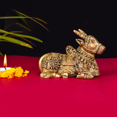 Brass Sitting Nandi Idol