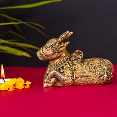 Brass Sitting Nandi Idol