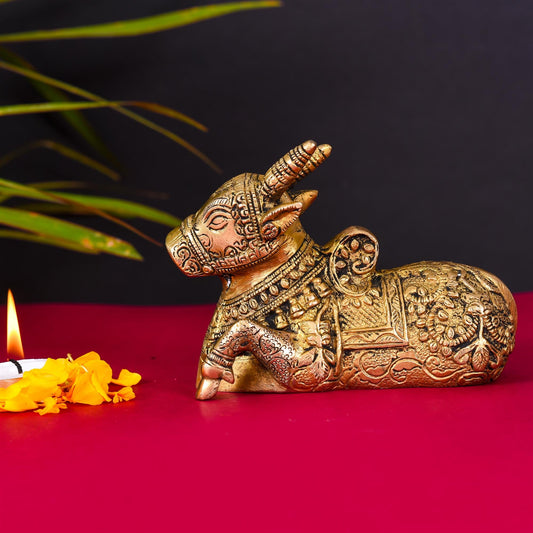 Brass Sitting Nandi Idol