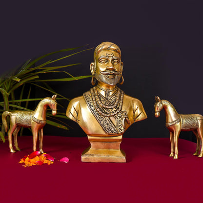 Brass Chatrapati Shivaji Maharaj Bust Sculpture (12 Inch)