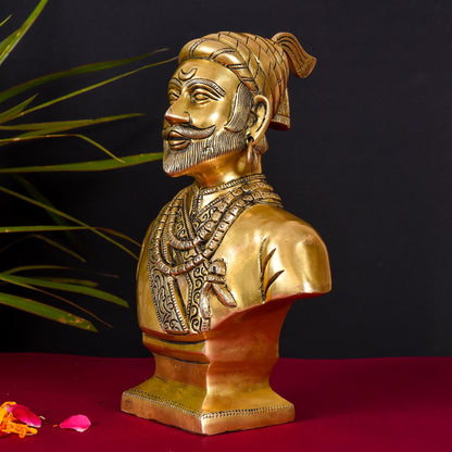 Brass Chatrapati Shivaji Maharaj Bust Sculpture (12 Inch)