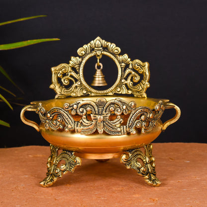 Brass Urli With Bell (8.5 Inch)