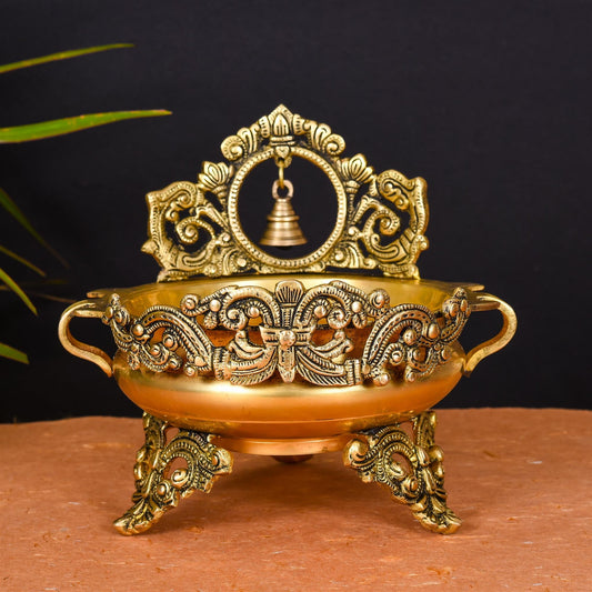Brass Urli With Bell (8.5 Inch)