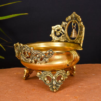 Brass Urli With Bell (8.5 Inch)