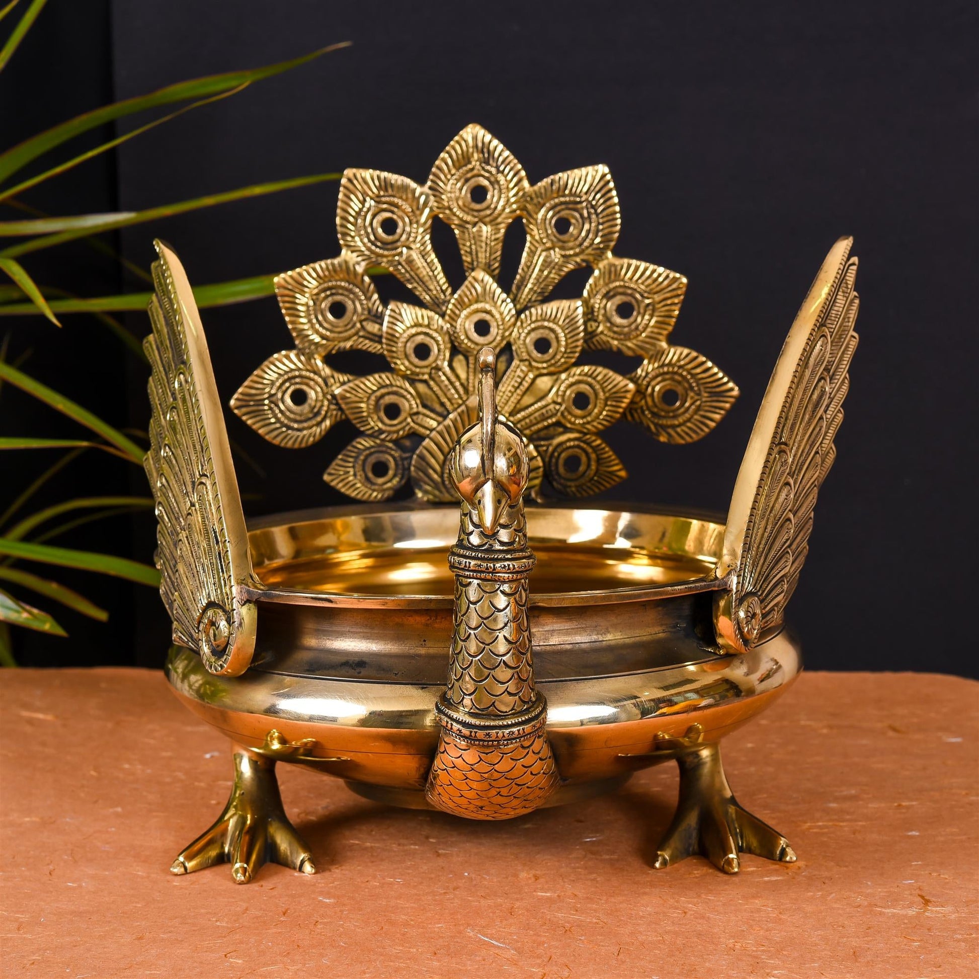 Majestic Brass Peacock Urli (11" Inch)