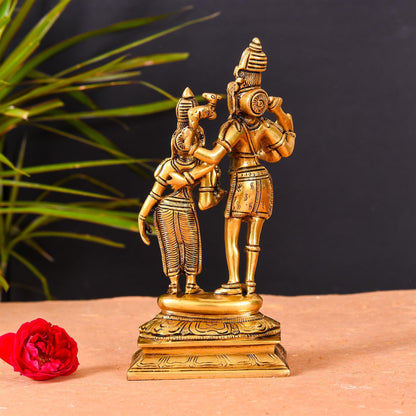 Brass Shiva Parvati Standing Superfine Statue (8.8 Inch)