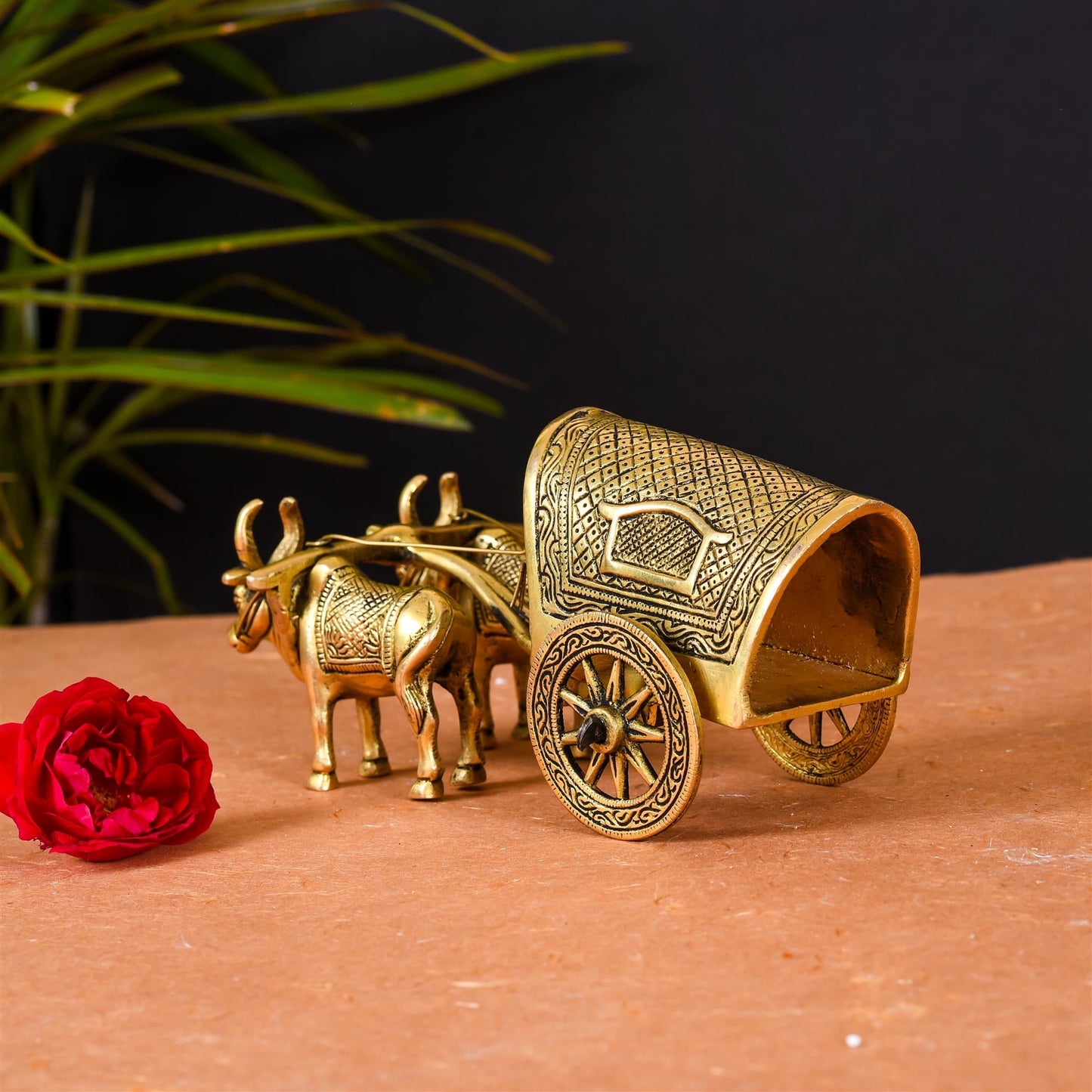 Brass Double Bullock Cart (3.5 Inch)