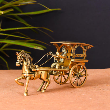 Brass Running Horse Cart/Chariot (4 Inch)