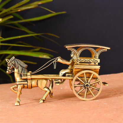 Brass Running Horse Cart/Chariot (4 Inch)
