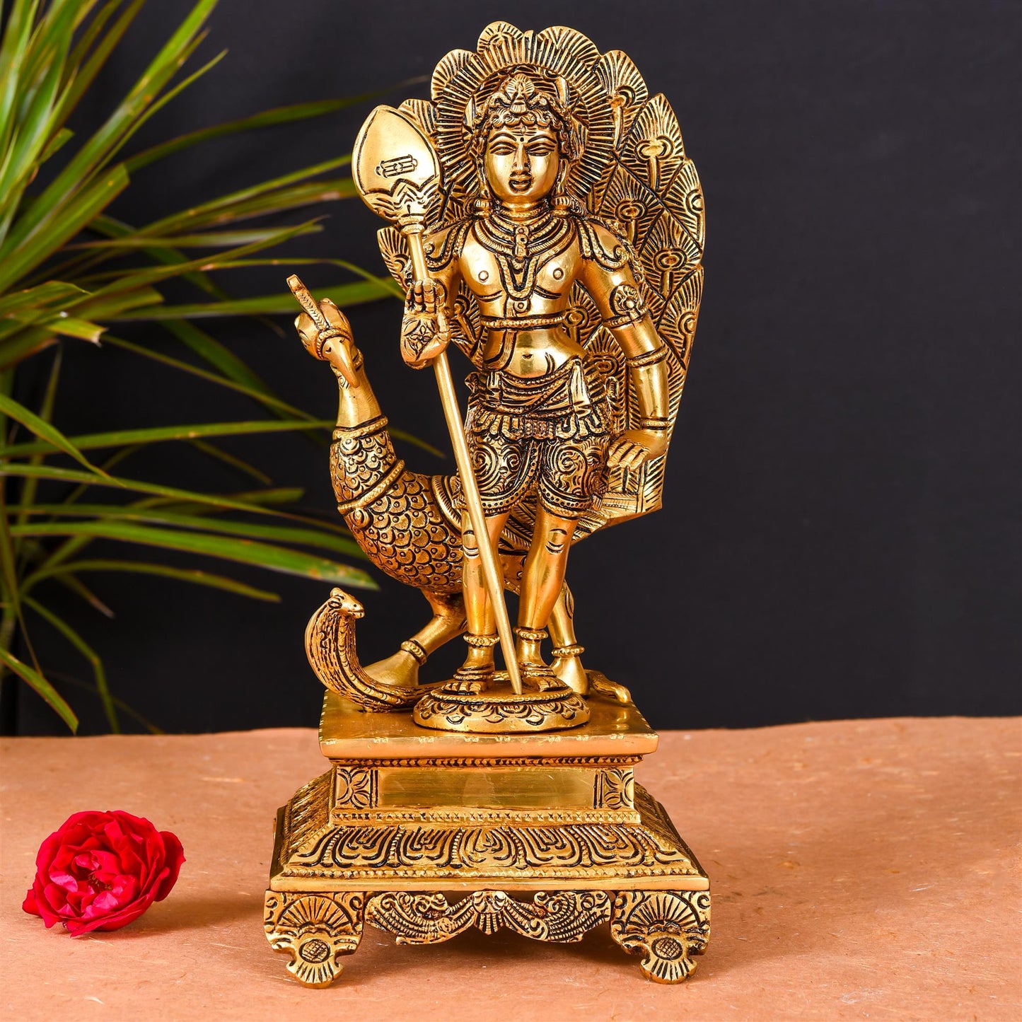 Brass Superfine Lord Murugan/Kartikeya Idol Superfine (12 Inch)