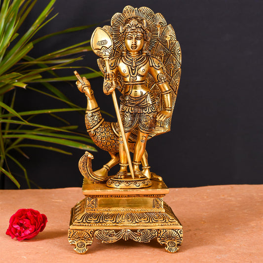 Brass Superfine Lord Murugan/Kartikeya Idol Superfine (12 Inch)