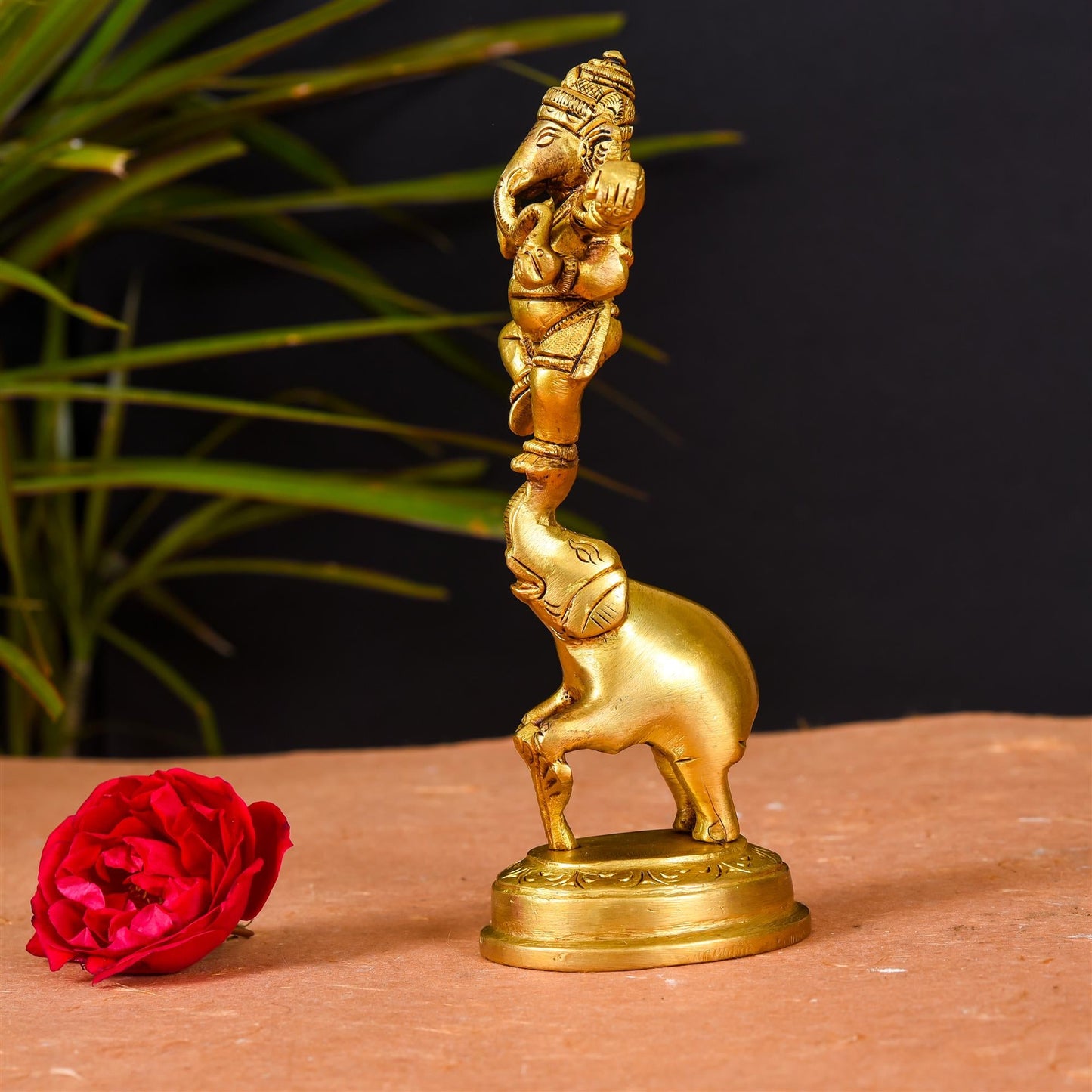 Brass Superfine Statue Of Lord Dancing Ganesha (7 Inch)