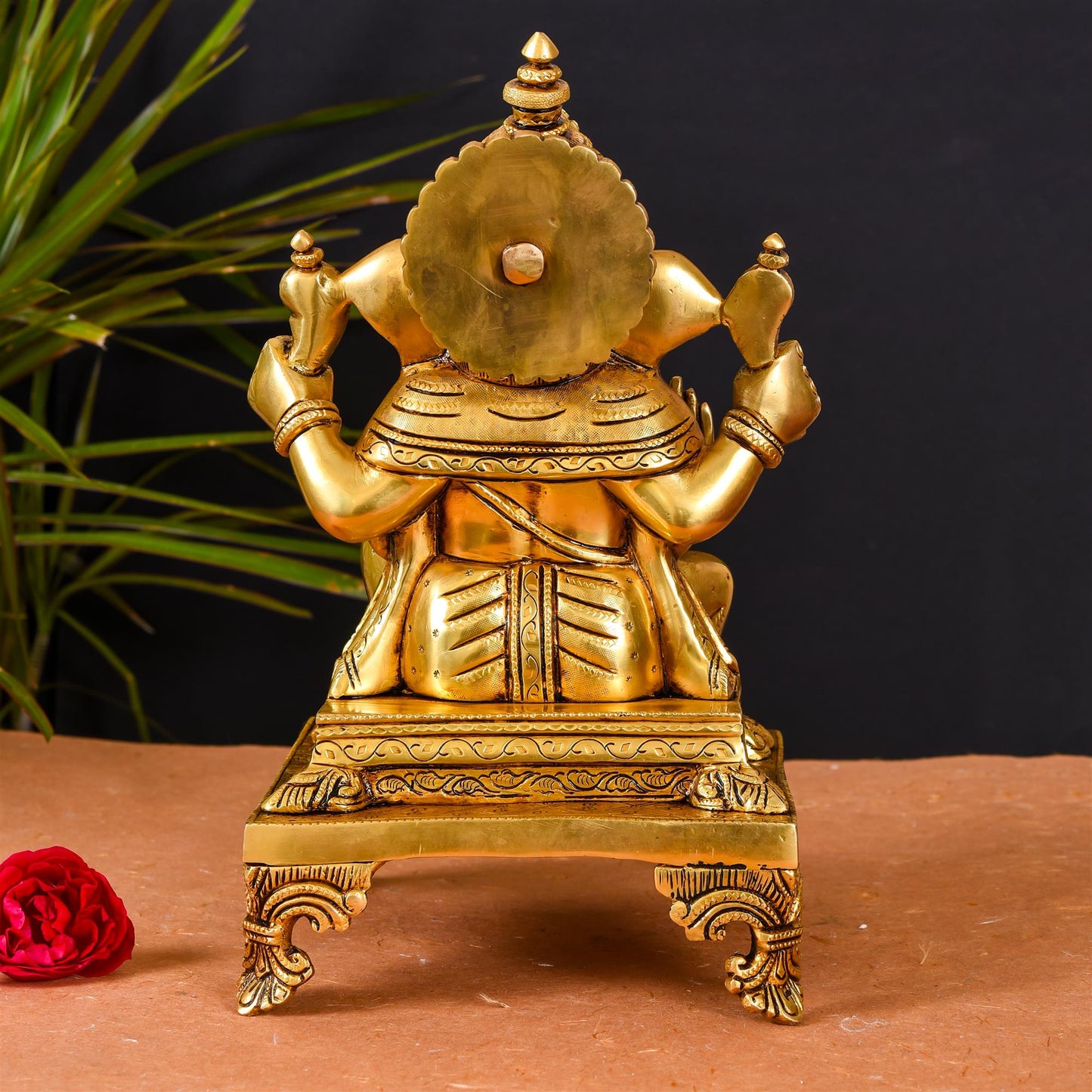 Brass Superfine Singhasan Ganesha Idol (11.5 Inch)