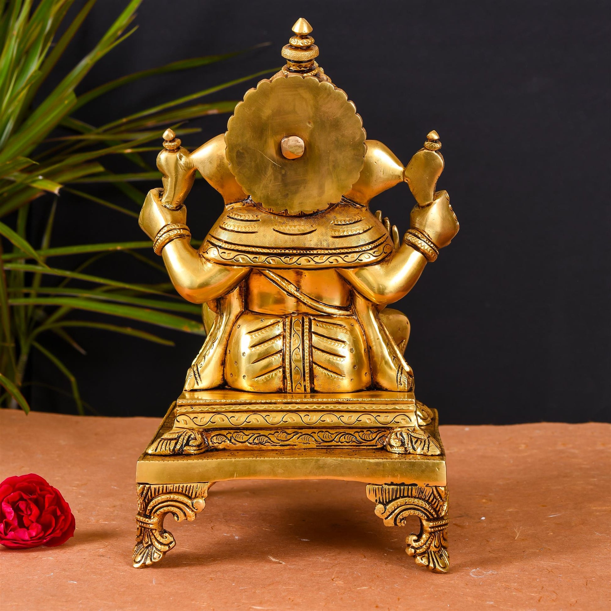 Brass Superfine Singhasan Ganesha Idol (11.5 Inch)