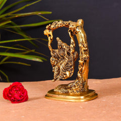 Brass Superfine Radha Krishna On Swing/Jhula (6 Inch)