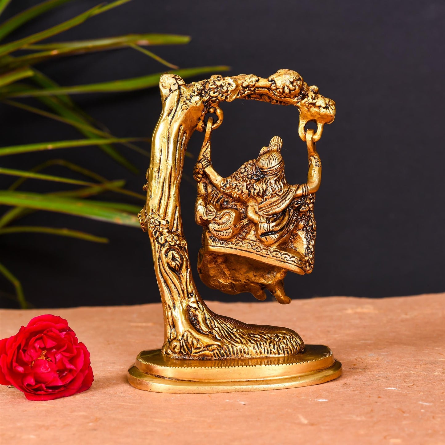 Brass Superfine Radha Krishna On Swing/Jhula (6 Inch)