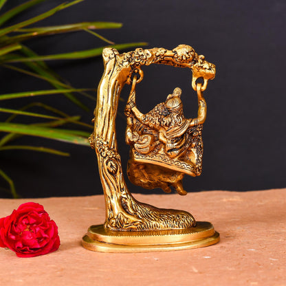 Brass Superfine Radha Krishna On Swing/Jhula (6 Inch)