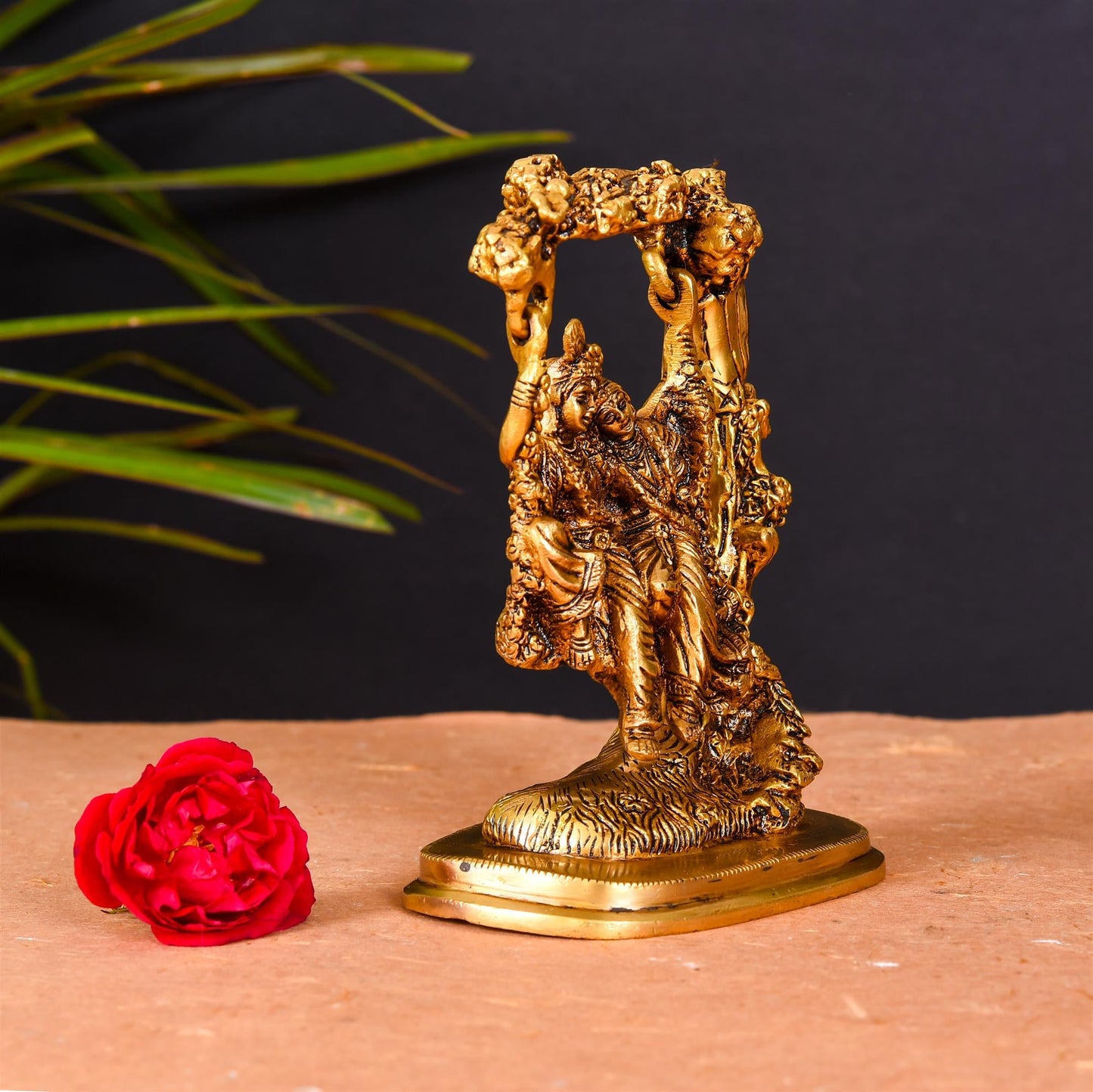 Brass Superfine Radha Krishna On Swing/Jhula (6 Inch)