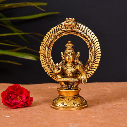 Brass Lord Frame Ayyappa/Ayyappan Superfine Idol (6 Inch)