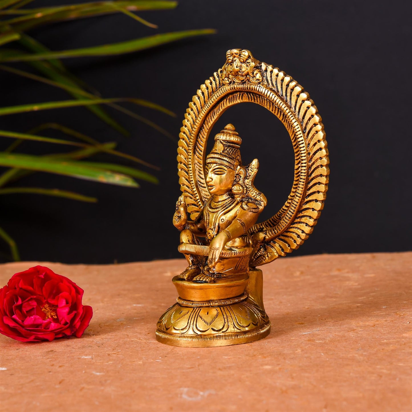 Brass Lord Frame Ayyappa/Ayyappan Superfine Idol (6 Inch)