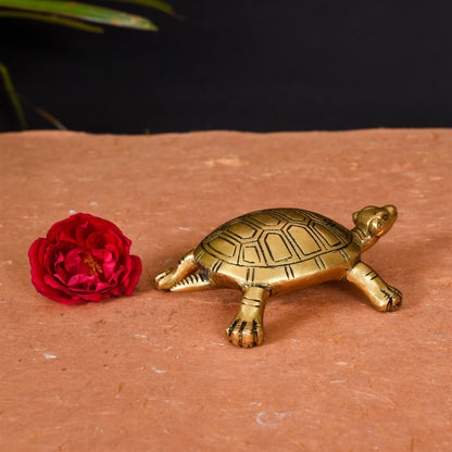 Brass Tortoise Figuruine For Vastu/Feng Shui (1.5 Inch)
