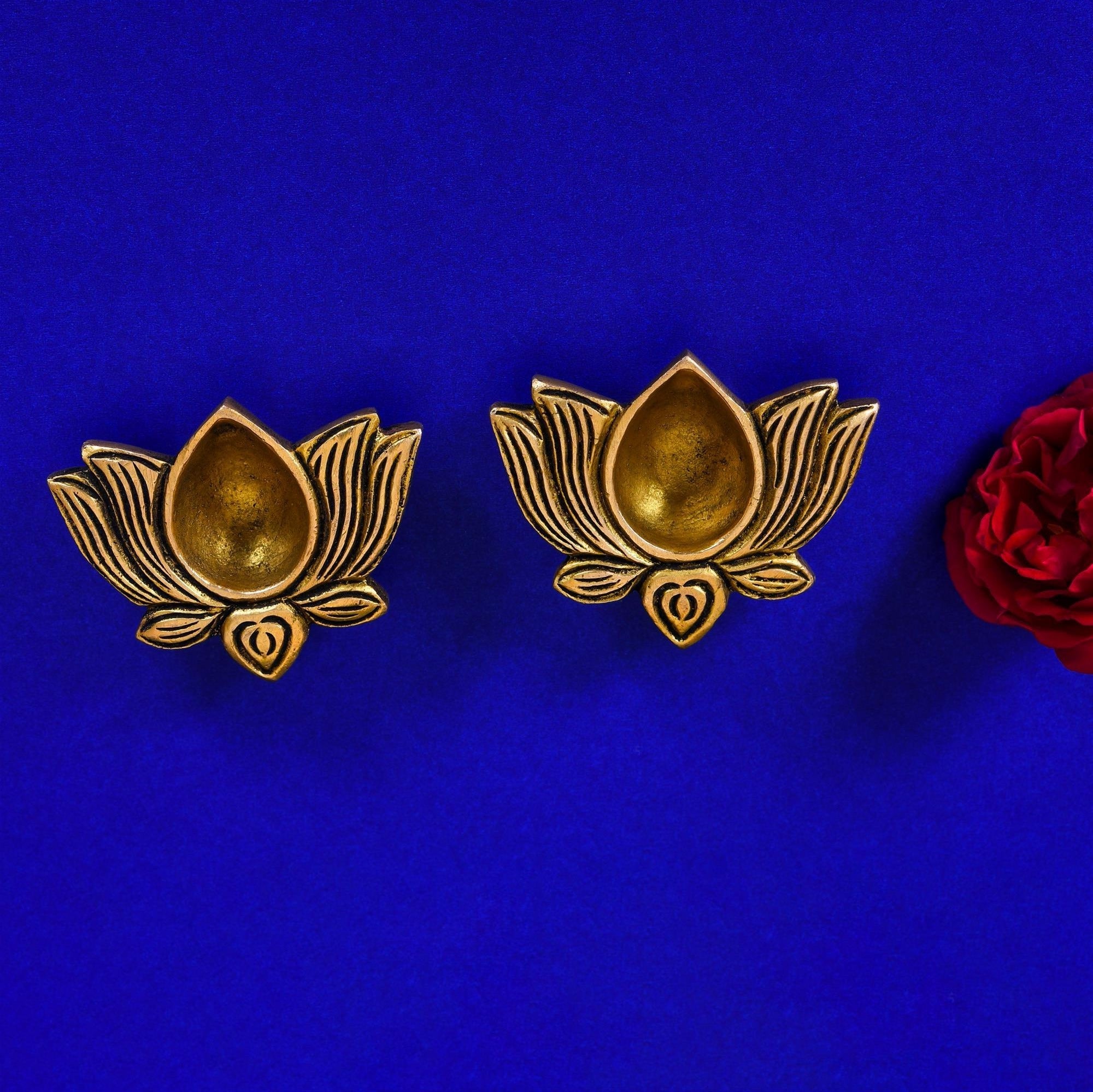 Brass Lotus Flower Diya Pair