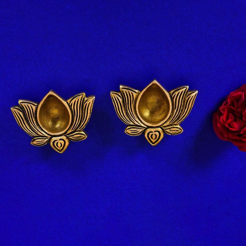 Brass Lotus Flower Diya Pair