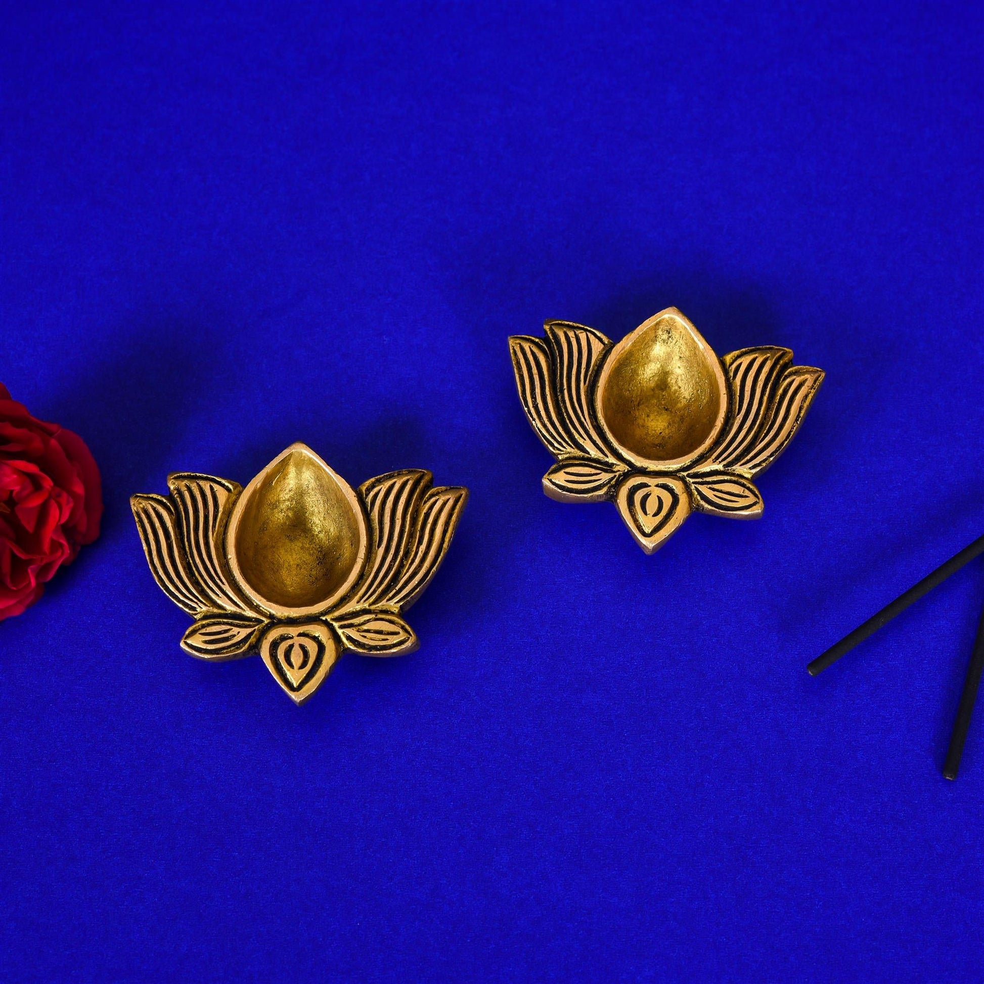 Brass Lotus Flower Diya Pair