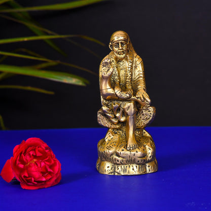 Brass Sai Baba Statue/Idol (5.2 Inch)
