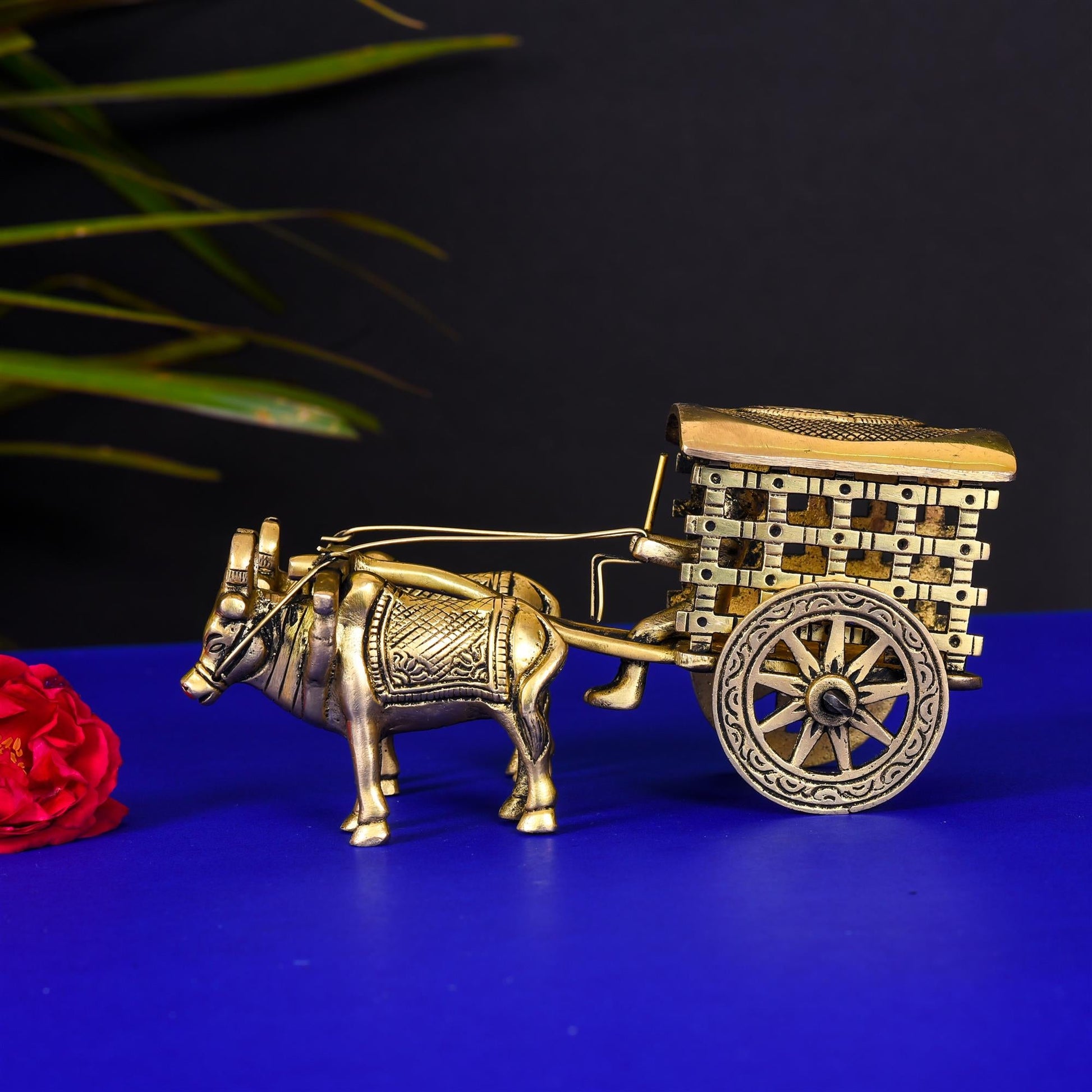 Brass Double Bullock Cart (3.2 Inch)