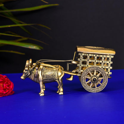 Brass Double Bullock Cart (3.2 Inch)