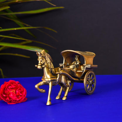 Brass Running Horse Cart/Chariot (3.5 Inch)