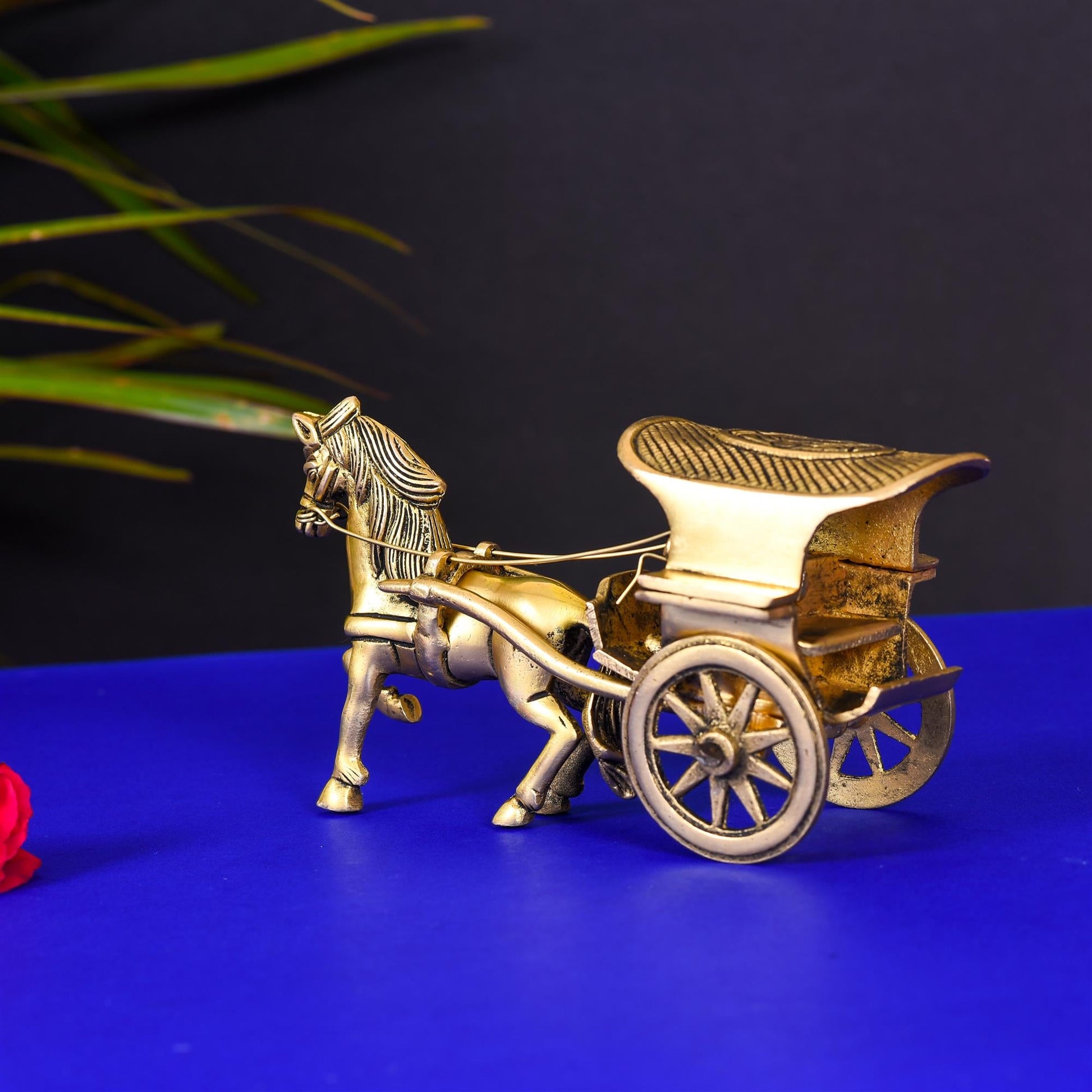 Brass Running Horse Cart/Chariot (3.5 Inch)