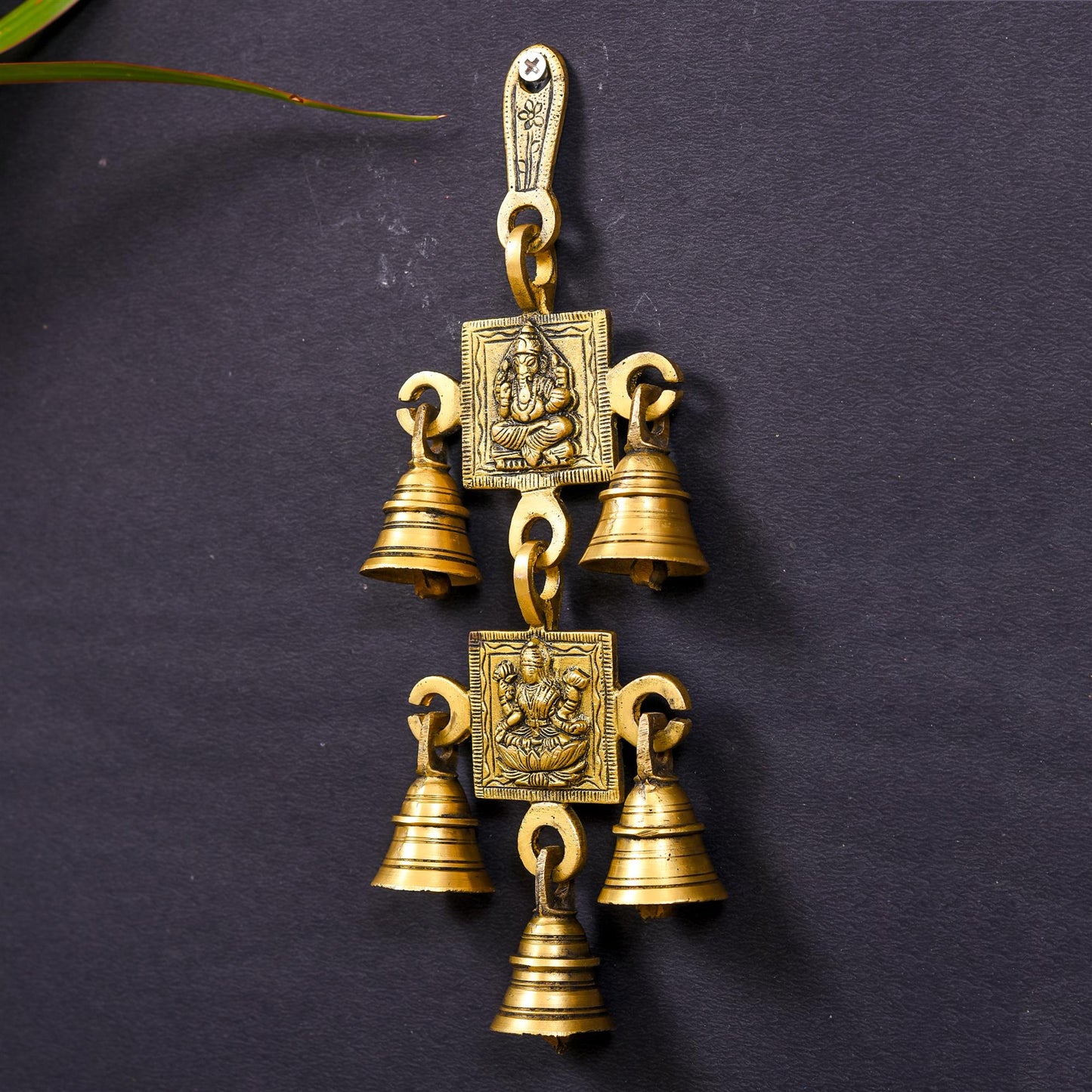 Brass Ganesha Lakshmi Wall Hanging Bell (10 Inch)
