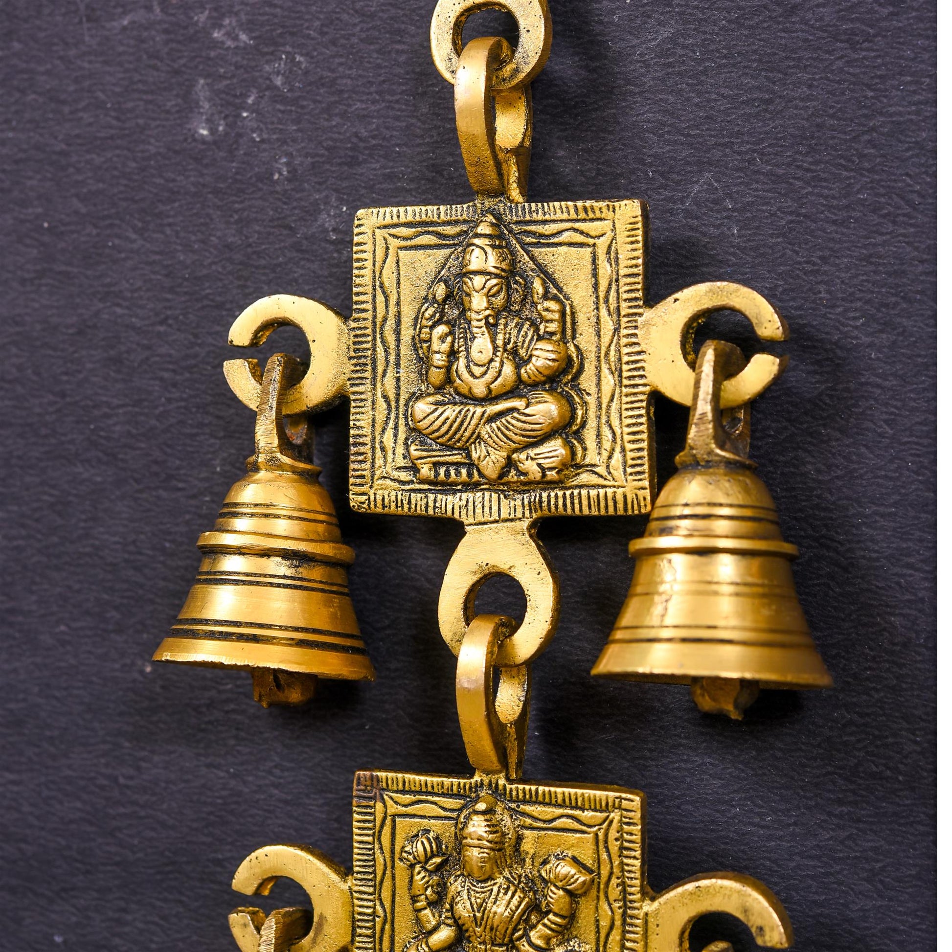 Brass Ganesha Lakshmi Wall Hanging Bell (10 Inch)