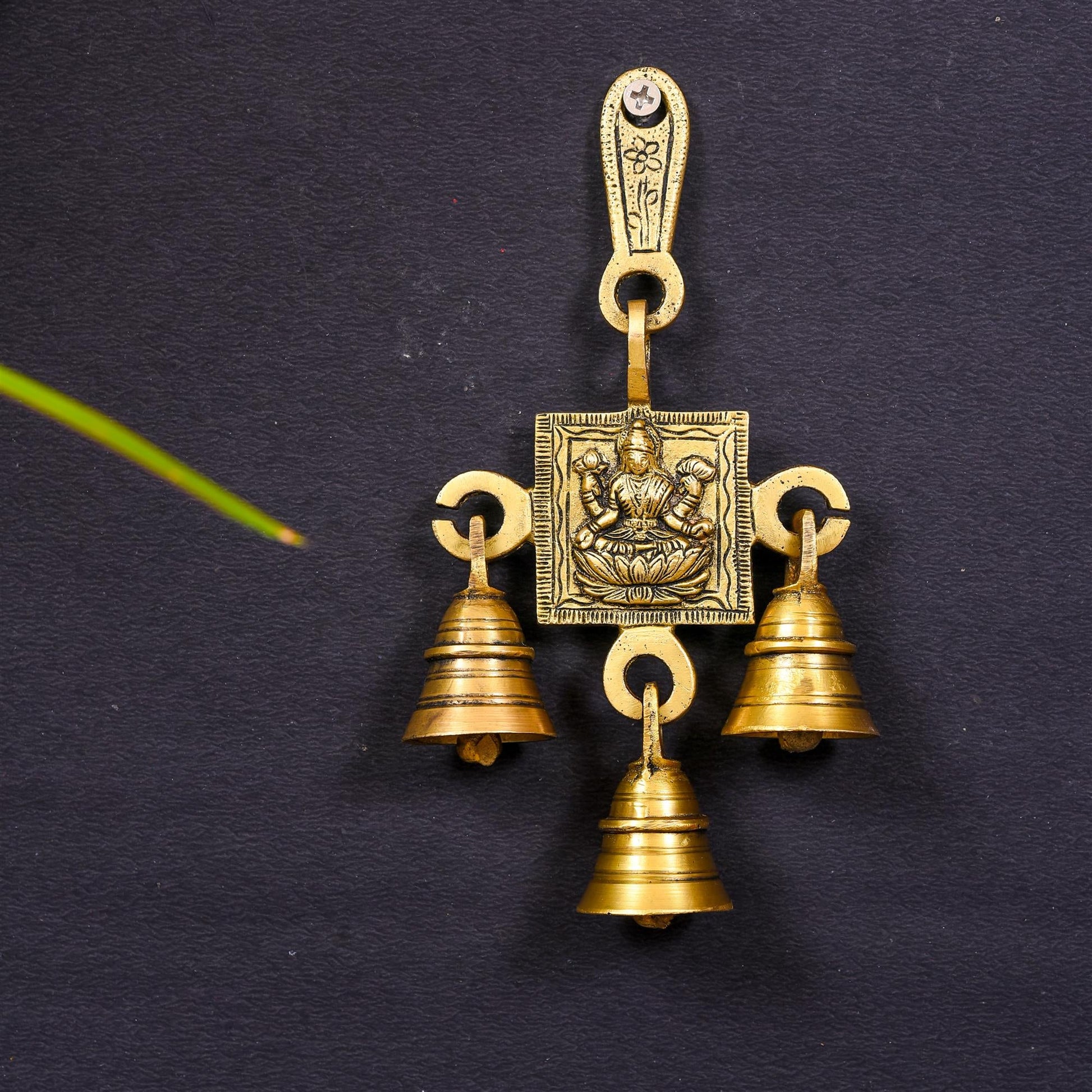 Brass Ganesha And Lakshmi Hanging Bell (7 Inch)