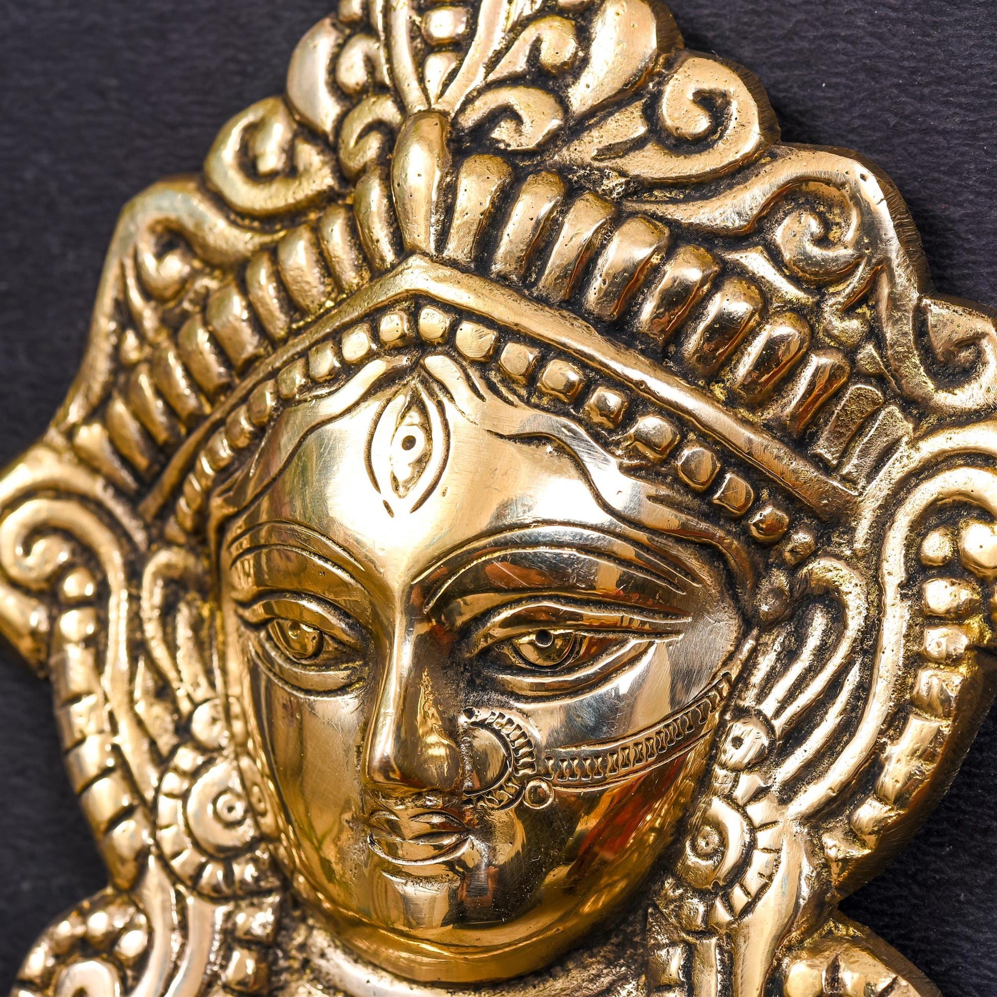 Brass Durga Face Wall Hanging (7 Inch)