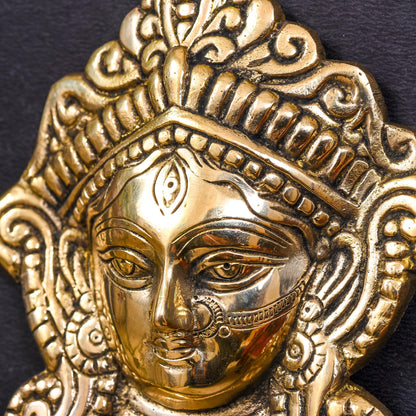 Brass Durga Face Wall Hanging (7 Inch)